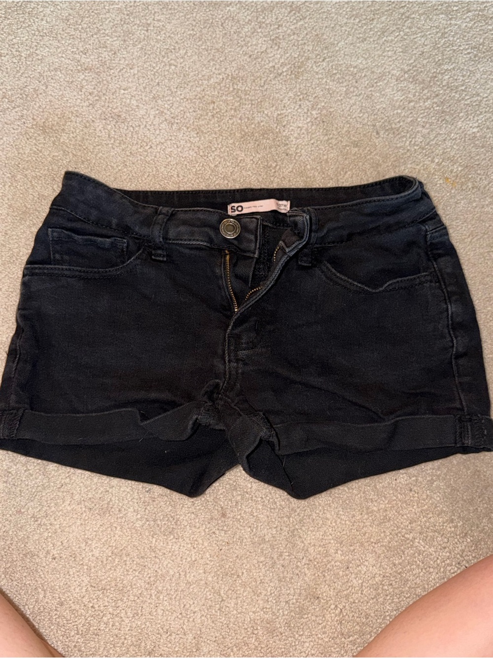 black mid rise mini shorts